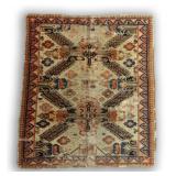 ORIENTAL CAUCASIAN MAT W/ WEAR  (42" X 37")