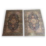 PR OF INDO KASHAN AREA RUGS (1 W/ WEAR) 86" X 56"