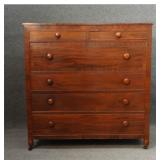 NY MAHOGANY BONNET CHEST 2 OVER 4 DRAWERS