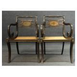 PR OF CANE SEAT ARM CHAIRS