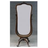 C. 1890 MAHOGANY CHEVEL MIRROR W/ BEVELED GLASS