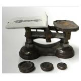 BALANCE SCALE W/ PORCELAIN PLATFORM & SCALES OF