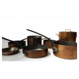 7 PCS. HEAVY GAUGE COPPER POTS & PANS
