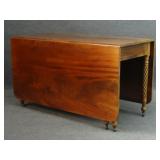 RICHLY GRAINED SOLID MAHOGANY DROPLEAF TABLE