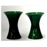 PR OF 19THC. APPLE GREEN GLAZED CERAMIC VASES