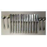 SET OF 11 ENG. STERLING FEATHER EDGE BUTTER KNIVES