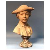 TERRA COTTA BUST BY HOUDON OF A YOUNG MAN
