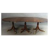 19THC. MAHOG. 3 PEDESTAL DINING TABLE W/ 2 LEAVES