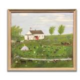 AMERICAN SCHOOL OIL / BOARD "ARBOR DAY" SGND BRADY