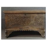 18THC. CONTINENATL CASSONE W/ CARVED FRONT & ORIG