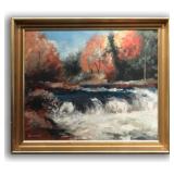 O/BD "AUTUMN WATERFALL" SGND CROMPTON 920" X 24")