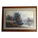 WATERCOLOR "FISHING" SGND M. LOWELL