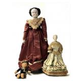 3 ANTIQUE DOLLS, CHINA HEAD