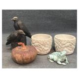 GARDEN ITEMS TO INC. PR OF CAST STONE PATIO POTS,