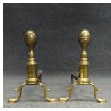 BRASS BALL TOP ANDIRONS (12 3/4" X 19 1/2" )