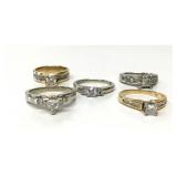5 DIAMOND RINGS, 14 SET IN 14KT & 1 IN PLATINUM