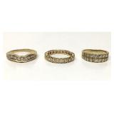 3 DIAMOND & GOLD BANDS APPROX. 6.6 DWT