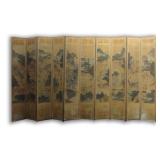19THC. HAND PAINTED SILK 10 PANEL CHINESE SCREEN