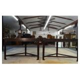 2 19THC. CHINESE TRIANGLE SHAPED TABLES