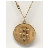 14KT YELLOW GOLD STOPLIGHT CHARM W/ 18KT CHAIN