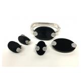 GERMAN 20THC. ONYX, DIAMOND & 18KT WHITE GOLD RING