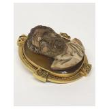 ETRUSCAN STYLE CAMEO IN VICTORIAN GOLD FRAME
