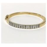14KT TWO TONE GOLD & DIAMOND BANGLE