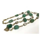 ANCIENT GOLD, EMERALD & LULU BEAD NECKLACE