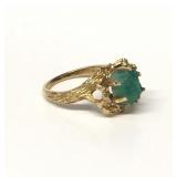 NATURAL EMERALD NUGGET SET IN 14KT YELLOW GOLD