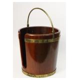 GEO III BRASS BOUND MAHOGANY PLATE BUCKET 24"
