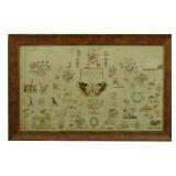 19THC. PETIT POINTE SAMPLER ON LINEN