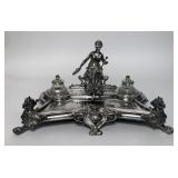 19THC. CONTINENTAL SILVER PLATED INK STAND