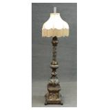 19THC. CLOISONNE BANQUET LAMP W/ OIL FONT