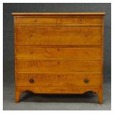 TIGER MAPLE HEPPLEWHITE CHEST OF DRAWERS