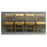 SET OF 4 PAINT DECORATED FANCY CHAIRS, 1 ARM