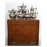 GORHAM 1854 COIN & STERLING TEA & COFFEE SERVICE