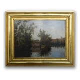 "ON THE MILL POND"ATTRIB. TO NELSON AUGUSTUS MOORE
