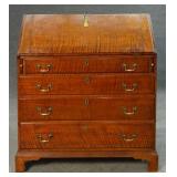 CHIPPENDALE TIGER MAPLE SLANT LID DESK