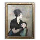 CARL J. NORDELL "GIRL IN BLACK"  OIL / CANVAS