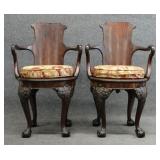 EARLY IRISH REGENCY ROSEWOOD REVOLVING CHAIRS 34"T