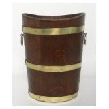 19THC. ENGLISH BRASS BOUND PAIL W/ RING HANDLES