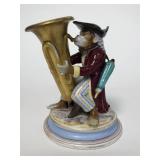 19THC. CROSSED SWORDS MEISSEN MONKEY TUBA PLAYER