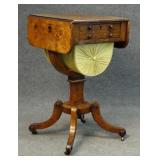 REGENCY DROPLEAF WALNUT BURL WORK TABLE