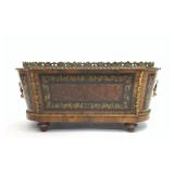 HARE WOOD BURL & BRASS INLAID REGENCY PLANTER