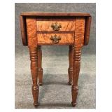 C.1830 BIRDS EYE MAPLE WORK TABLE, OLD SURFACE