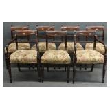 SET OF 7 REGENCY BRASS INLAID DINING CHAIRS