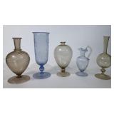 5 VENETIAN GLASS VASES & VESSELS, TALLEST 12 3/4"