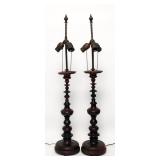 PR EARLY ITALIAN TURNED WOOD PRICKET CANDLESTICKS