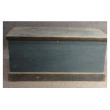 BLUE PAINTED STORAGE BOX W/ HINGED LID