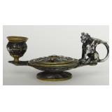 SILVER & BRONZE FIGURAL CHAMBERSTICK